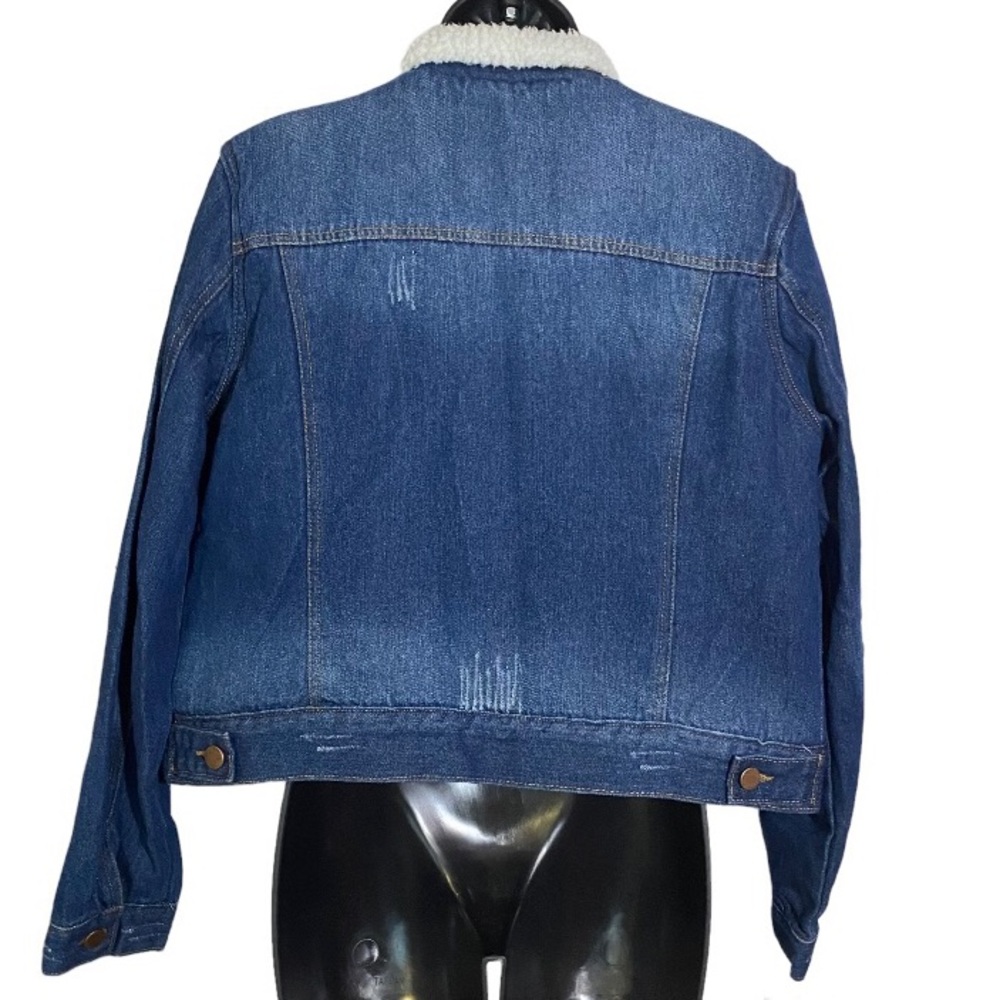 Trucker Jacket Blue Denim Sherpa Lined Women’s Size XL Ashley Vintage Charm - Picture 6 of 11